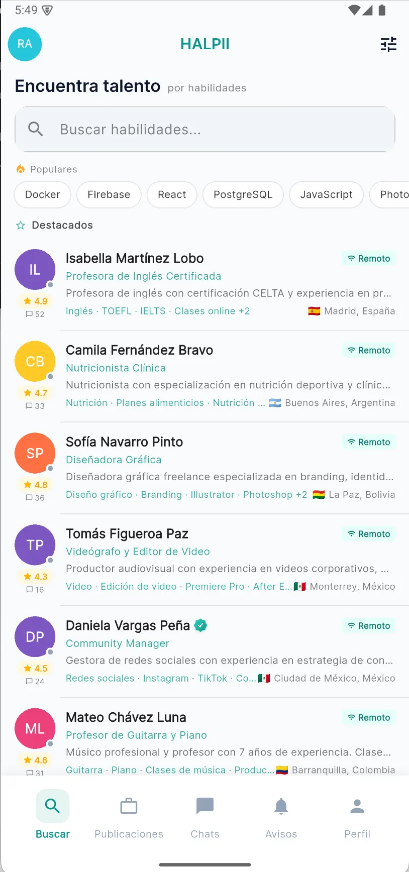 Busqueda de profesionales