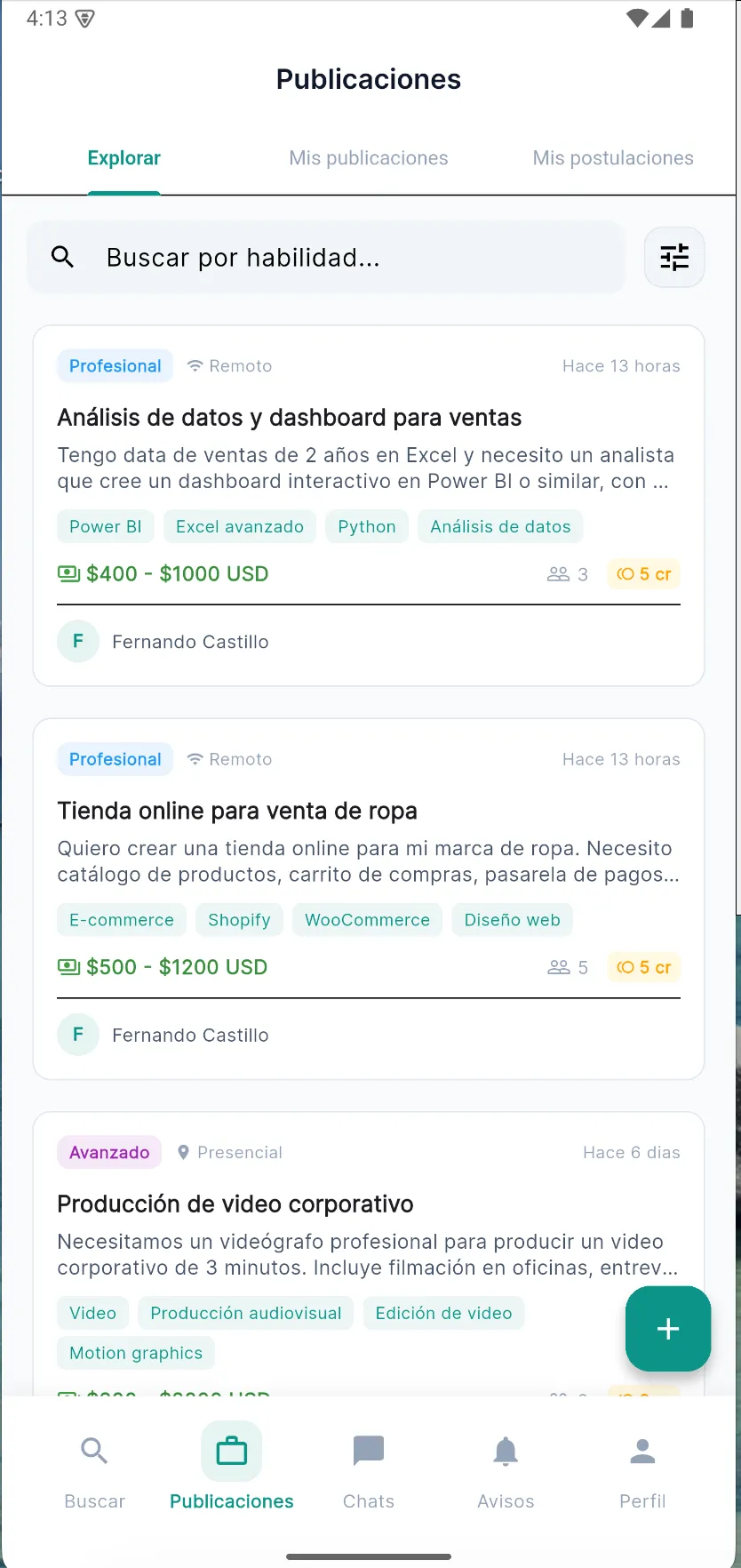 Publicaciones de trabajo